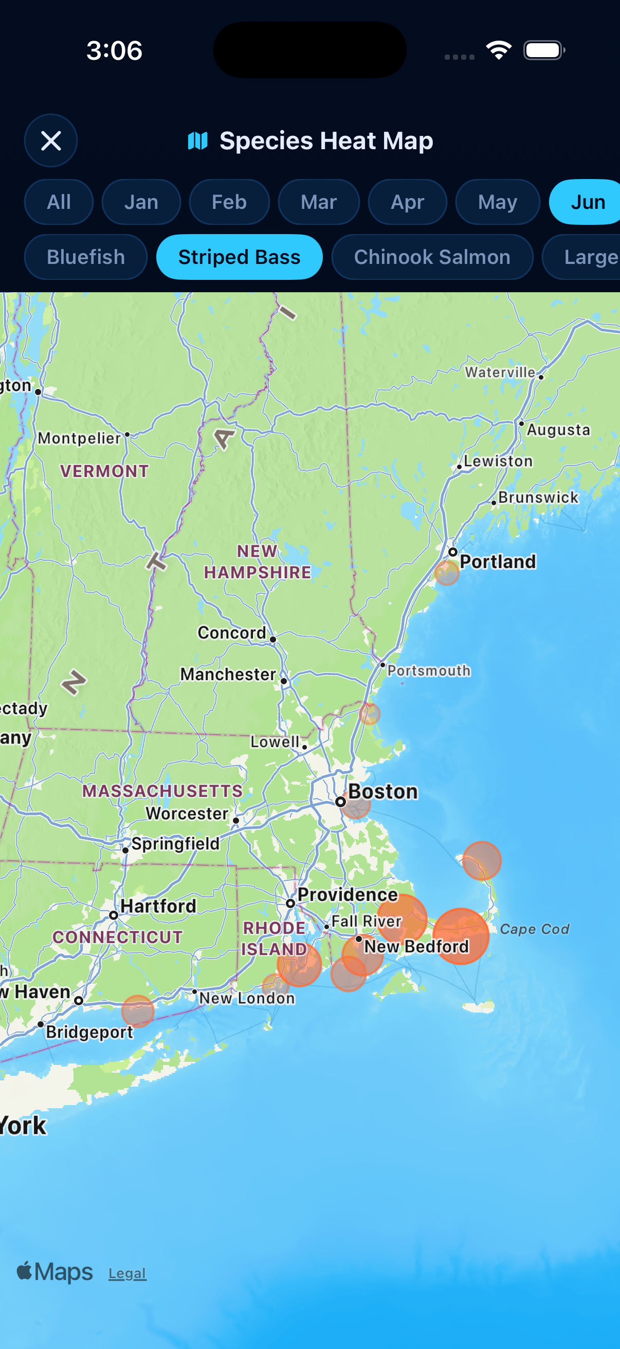 Striped Bass heatmap - Jun